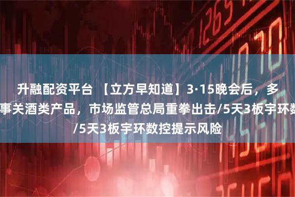 升融配资平台 【立方早知道】3·15晚会后，多地连夜通报/事关酒类产品，市场监管总局重拳出击/5天3板宇环数控提示风险